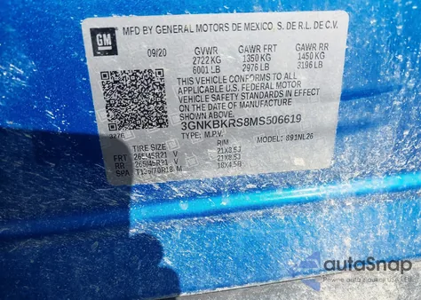 2021 Chevrolet Blazer Awd Rs from USA, damaged, VIN 3GNKBKRS8MS506619